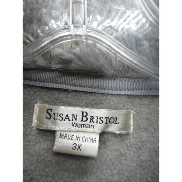 VINTAGE Susan Bristol Jacket 3X Plus Fleece Windbreaker Faux Fur Trim - Picture 9 of 11